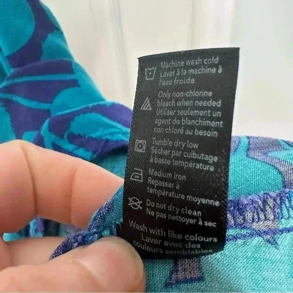 George Midi Dress Tie  Waist Blue Floral Size Medium - Picture 9 of 16